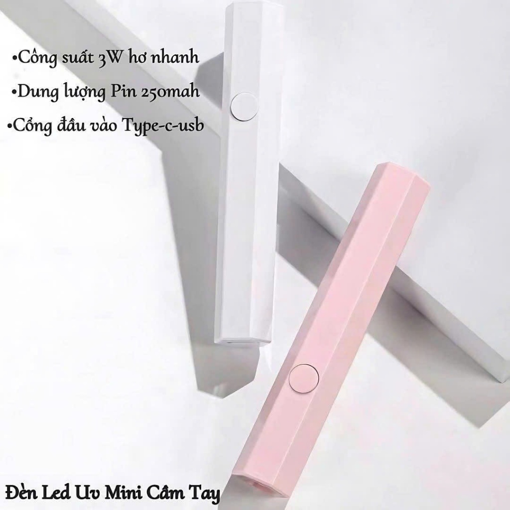 Máy hơ gel mini 1 ngón 3W tích điện tiện lợi - Đèn hơ khô nhanh 8s, nhỏ gọn dễ mang theo, màu trắng và hồng