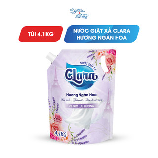 Combo 2 Túi Nước Giặt Xả Clara Hương Ngàn Hoa 4.1Kg NGDD03 Giặt Sạch Sâu Lưu Hương 72 Giờ Dịu Nhẹ Cho Từng Sợi Vải