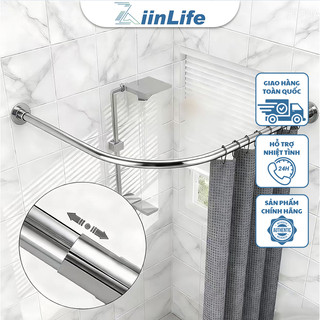 ZiinLife Thanh Treo Rèm Inox 304 Hình Cánh Cung - Co Giãn Chịu Lực Tốt, Không Cần Khoan, Dùng Cho Phòng Tắm & Bếp