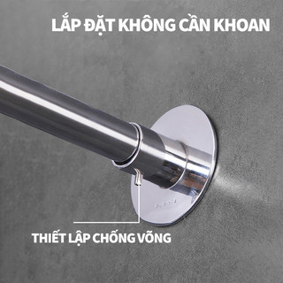 ZiinLife Thanh Treo Rèm Inox 304 Hình Cánh Cung - Co Giãn Chịu Lực Tốt, Không Cần Khoan, Dùng Cho Phòng Tắm & Bếp