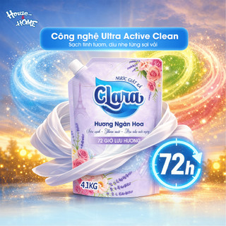 Combo 2 Túi Nước Giặt Xả Clara Hương Ngàn Hoa 4.1Kg NGDD03 Giặt Sạch Sâu Lưu Hương 72 Giờ Dịu Nhẹ Cho Từng Sợi Vải