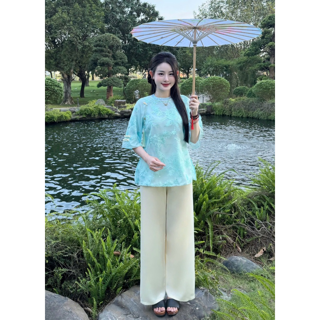 Pháp Phục Lễ Chùa An Mã Tơ Thêu Hoa Bay New