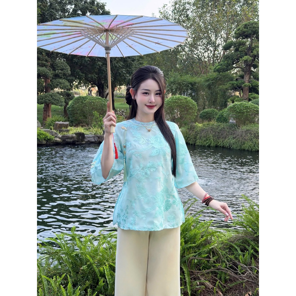 Pháp Phục Lễ Chùa An Mã Tơ Thêu Hoa Bay New