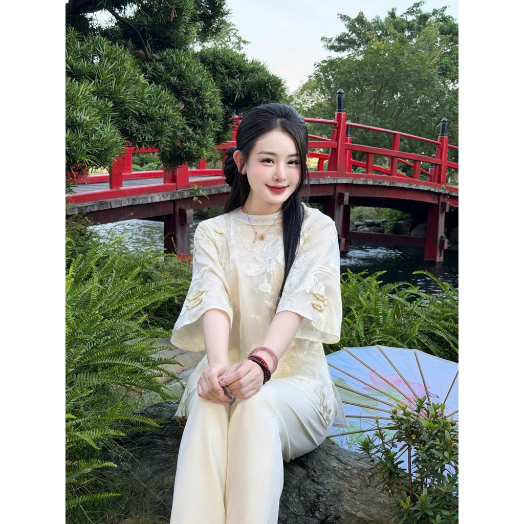 Pháp Phục Lễ Chùa An Mã Tơ Thêu Hoa Bay New