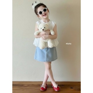 [B&G] Sét váy jean mềm phối áo thun sát nách xèo cho bé gái từ 10-45kg(2-12 tuổi)