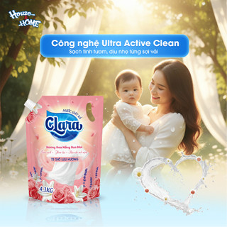 Combo 2 Túi Nước Giặt Xả Clara Hương Hoa Nắng Ban Mai 4.1Kg NGLH03 Giặt Sạch Sâu, Lưu Hương 72H, Công Nghệ Ultra Active