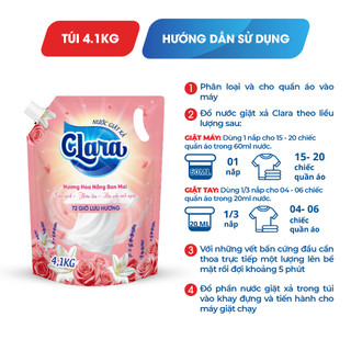 Combo 2 Túi Nước Giặt Xả Clara Hương Hoa Nắng Ban Mai 4.1Kg NGLH03 Giặt Sạch Sâu, Lưu Hương 72H, Công Nghệ Ultra Active