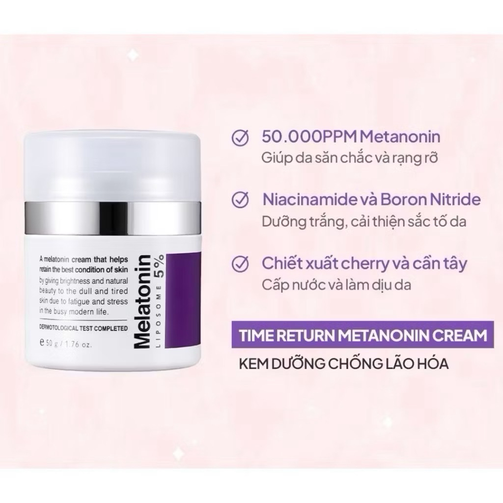 Kem dưỡng chống lão hóa MAXCLINIC Time Return Melatonin Cream kem melatonin hạn 2028 HQ IS9