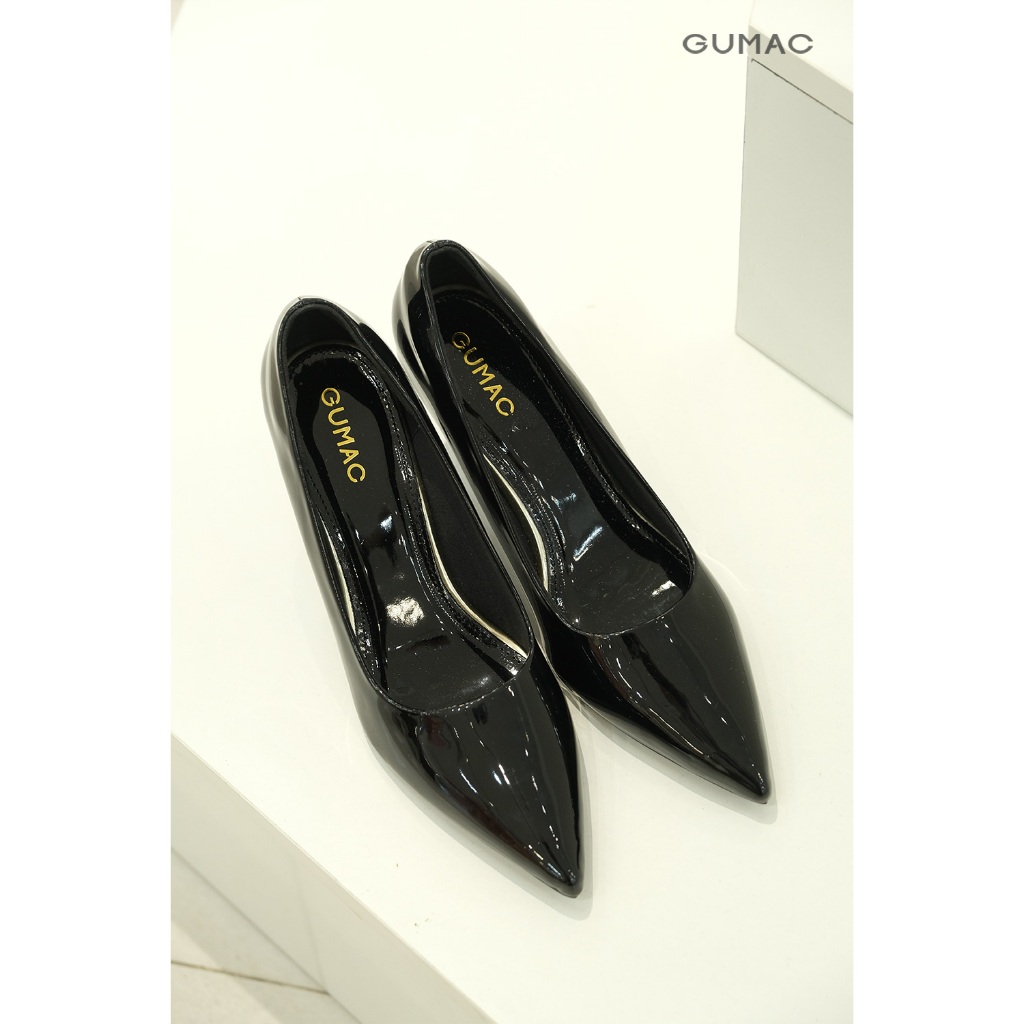 Giày Cao Gót Nữ GUMAC Da Bóng Mũi Nhọn Gót Thanh Mảnh Sang Trọng GF04043