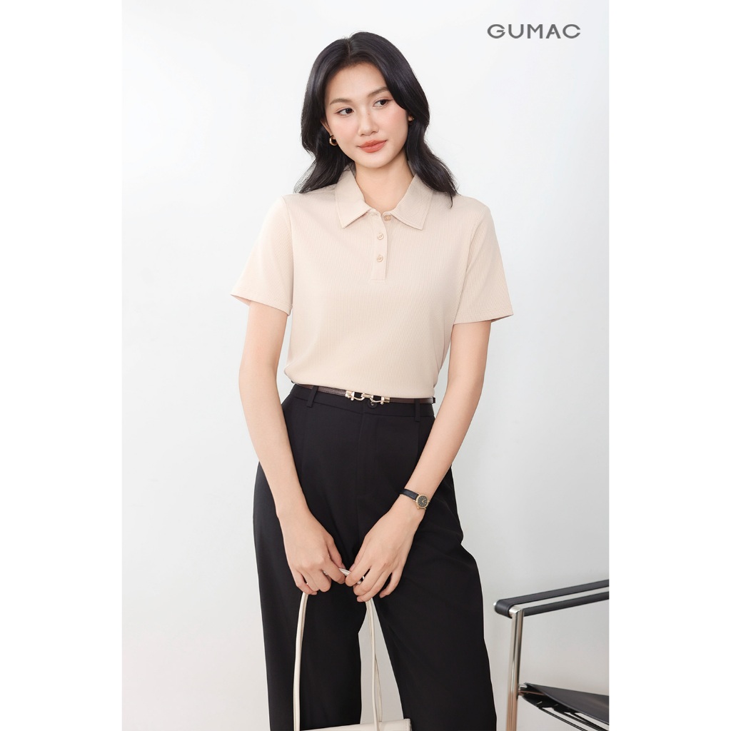 Áo Polo Nữ Basic GUMAC Form Suông Tay Ngắn Thanh Lịch Thoải Mái PLF03003