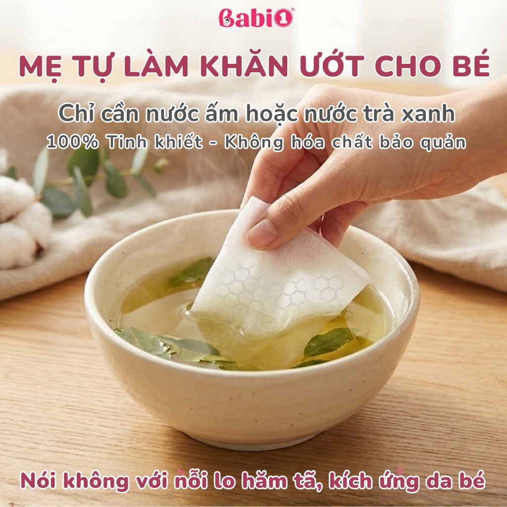 Khăn Khô Đa Năng BABIONE Boni Khăn Vải Không Dệt Dùng Một Lần Mềm Mại An Toàn Da Bé 300/350/500gr