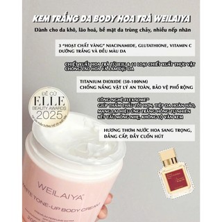 Kem ủ trắng da Weilaiya tẩy da chết Weilaiya kem body nâng tone hoa trà Weilaiya - Kosmi Beauty