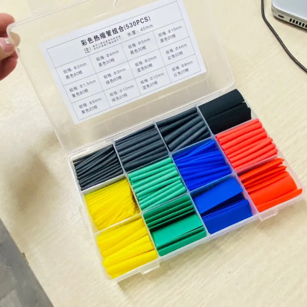 Hộp 530 Chiếc Gen co nhiệt cách điện đóng hộp tiện lợi đa năng dùng để bọc dây điện thoại, dây điện