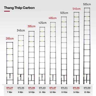 Thang rút đơn thép carbon Fujihome STL 2,7m đến 5,9m chân đế cao su chống trượt, chốt khóa an toàn