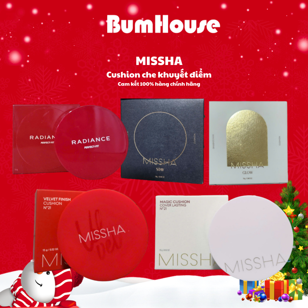 Phấn nước trang điểm Missha Velvet/Lasting/Glow/Stay Cushion SPF50+ PA+++ 14g/ 15g