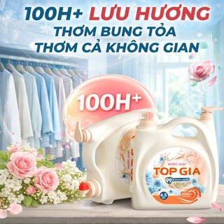 (Mua 1 Tặng 1) Nước Giặt Xả TopGia 2 Vòi Can 4.5KG, Lưu Hương 100H, Kháng Khuẩn 99% Thơm Dịu Nhẹ