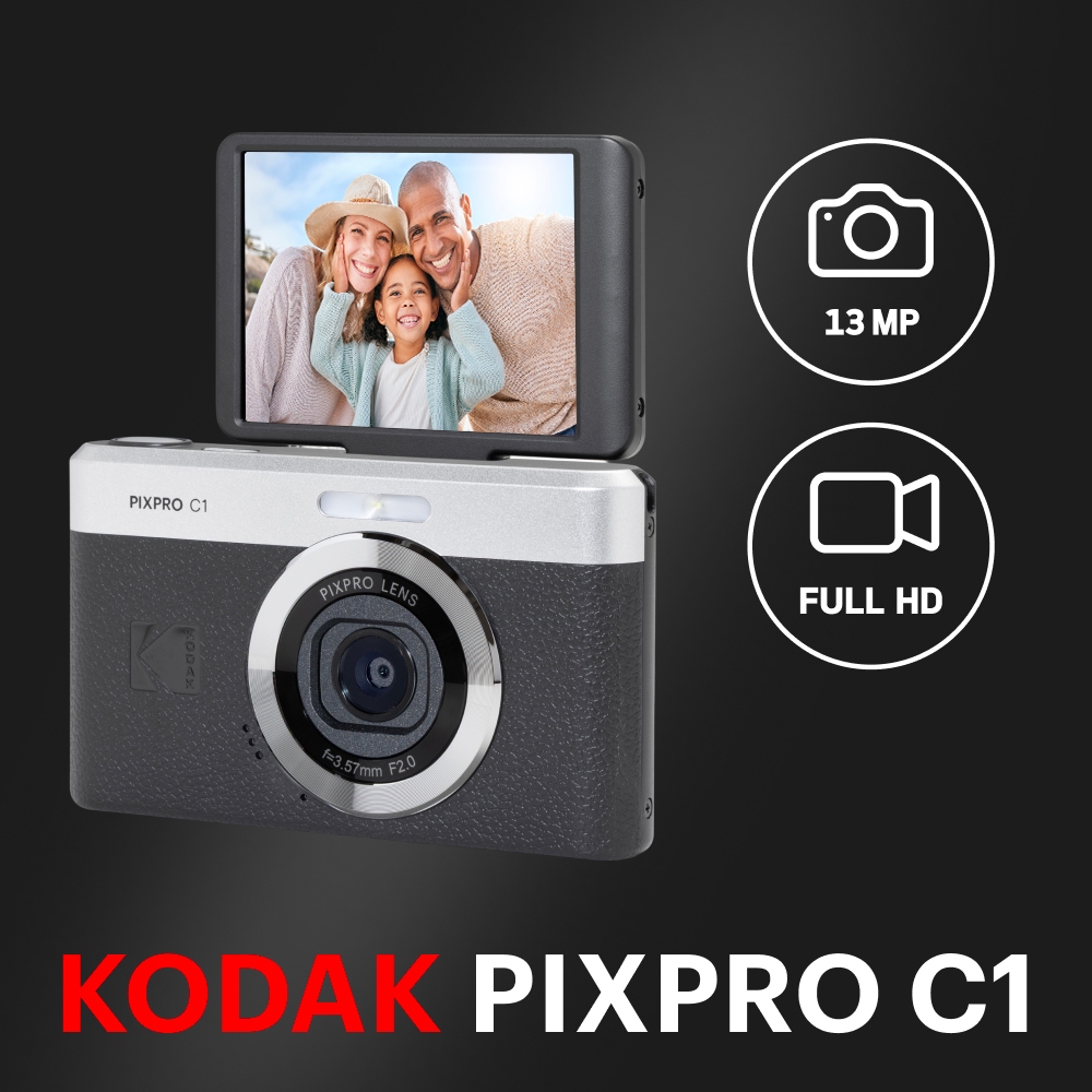 Máy Ảnh Compact Kodak Pixpro C1 Màn Hình Lật LCD 2.8 inch, Khẩu Độ Rộng, Bảo Hành 12 Tháng