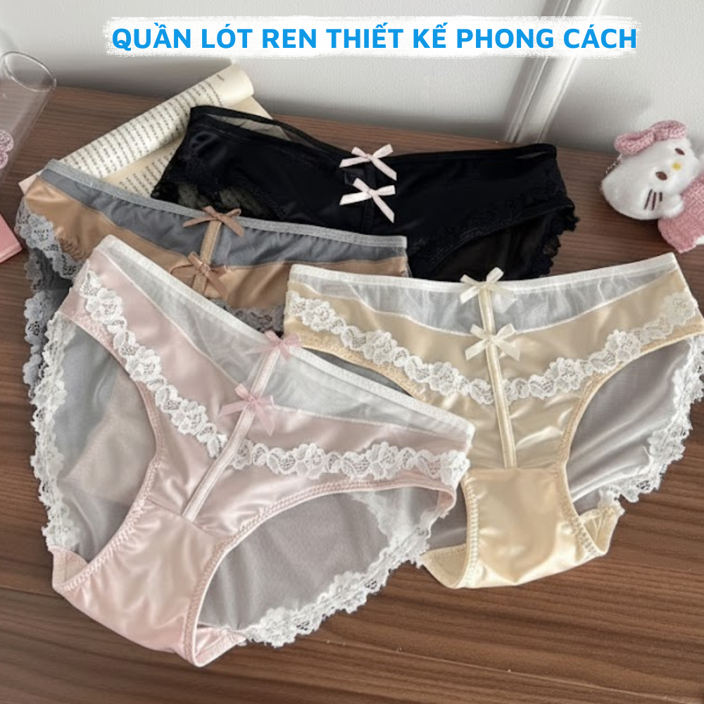 [ Xả Hàng ] Quần lót nữ ren hoa kiểu Pháp chất lụa satin phối ren mềm mại thoáng khí ZANA L8127