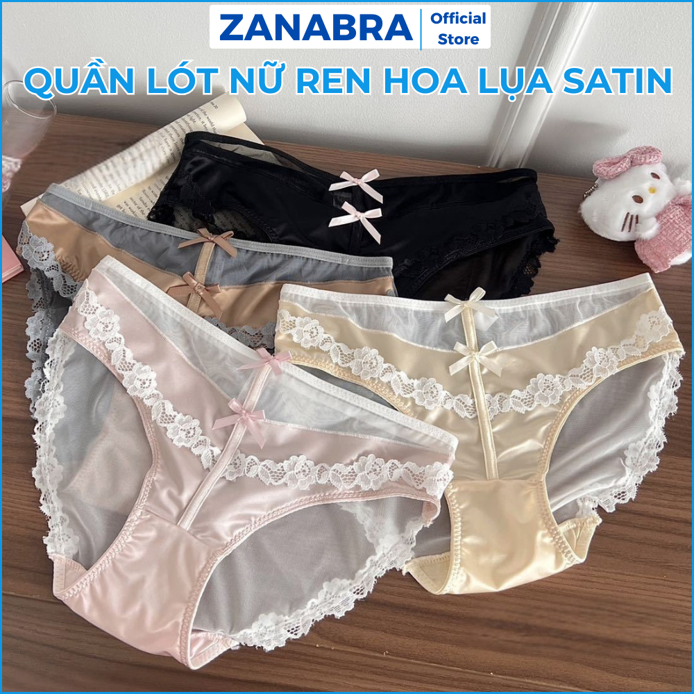 [ Xả Hàng ] Quần lót nữ ren hoa kiểu Pháp chất lụa satin phối ren mềm mại thoáng khí ZANA L8127