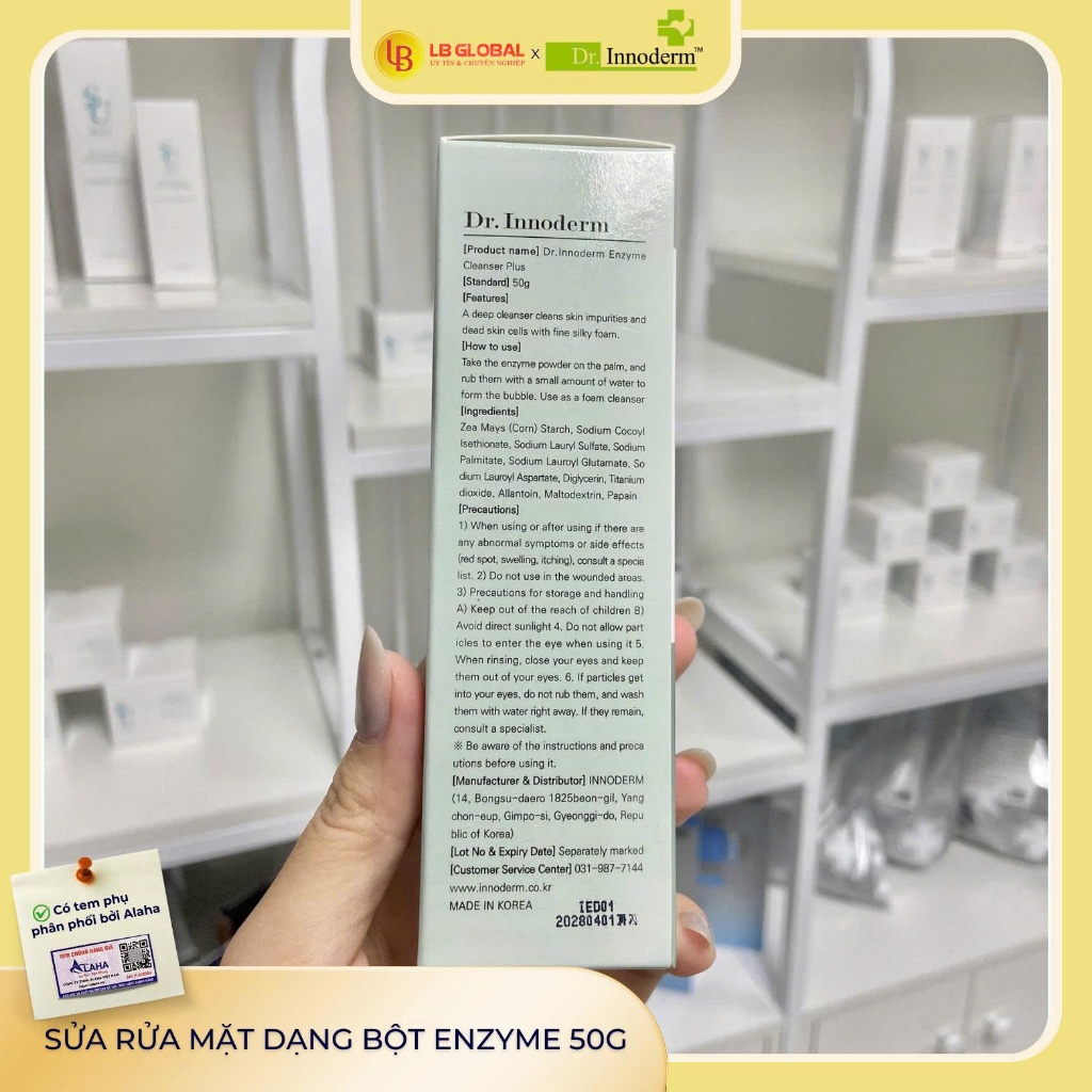 [Dr.Innoderm]_Sửa rửa mặt dạng bột_Enzyme Cleanser 50g_Sản phẩm chính hãng_Xuất VAT 100%