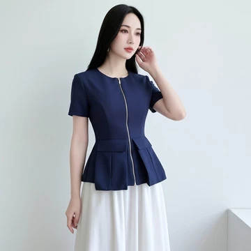 Áo Peplum Xanh Than Khóa Kéo Phối Túi Hộp, Mặc Đi Làm Đi Chơi – by Sorella Closet