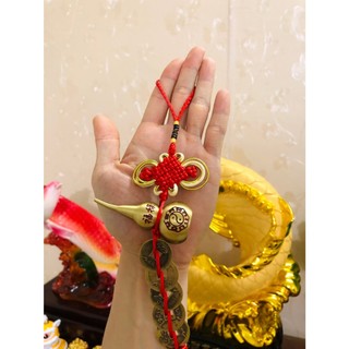 Dây treo phong thủy hồ lô bát quái bằng đồng, kết hợp xu ngũ đế – treo cửa chiêu tài, trấn trạch(tặng cát chu sa)
