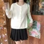 Áo len cardigan dệt kim thời trang mùa xuân thu Hàn Quốc 2025 kiểu dáng dễ thương trẻ trung, màu đỏ nơ
