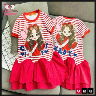 Váy bé gái chất thun lạnh Ann's Kids in 3D họa tiết hoạt hình siêu đáng yêu