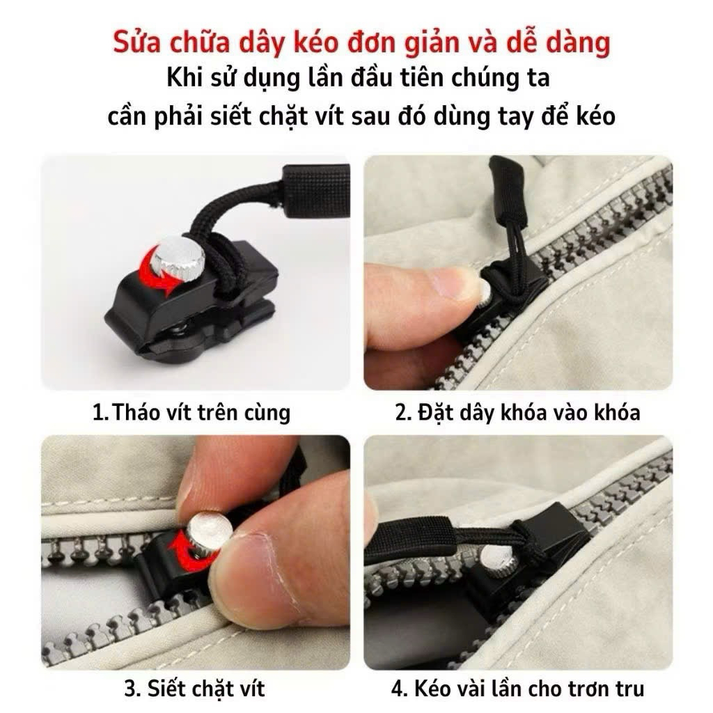Khóa Dây Kéo Cao Cấp – 3 Size Nhỏ Vừa To – Phù Hợp Balo, Vali, Quần Áo