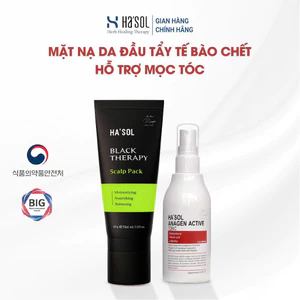 Combo Chăm Sóc Da Đầu Mặt Nạ Da Đầu Ha'sol Black Therapy Scalp Pack + Xịt Mọc Tóc Ha'sol Anagen Active