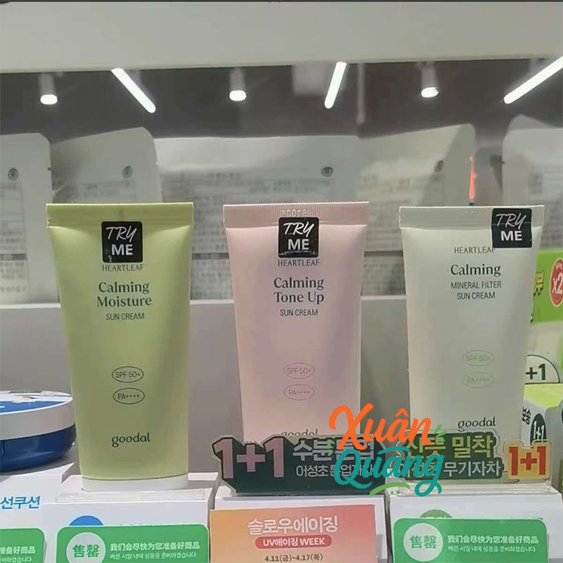 Kem chống nắng làm dịu độ ẩm GOODAL Heartleaf 50ml / VC Tone Up Suncream / Calming Tone Up Sun cream