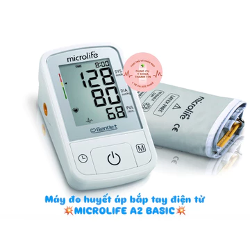 Microlife A2 Basic – Máy đo huyết áp bắp tay hỗ trợ đo huyết áp, nhịp tim tại nhà.