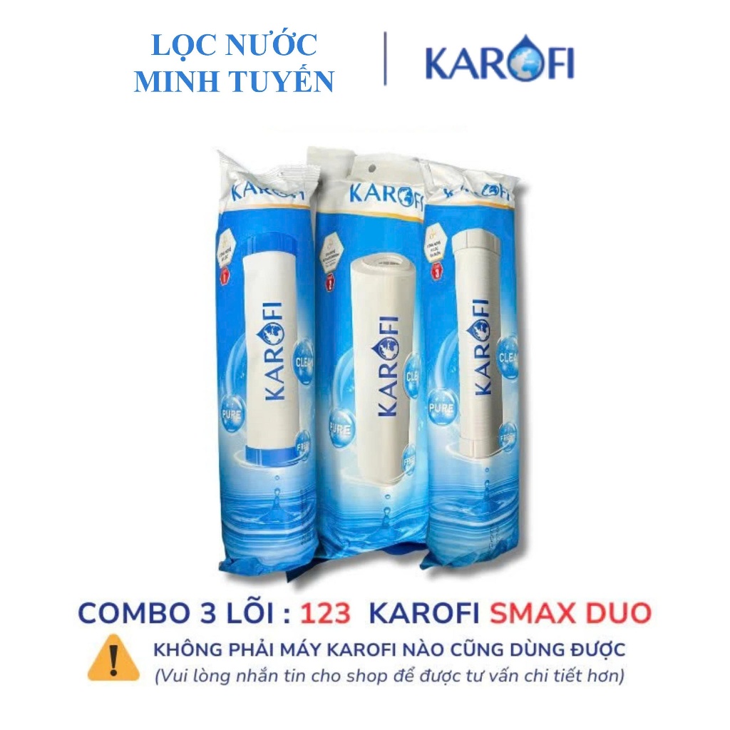 Bộ 3 Lõi Lọc Nước Karofi 123 Smax Duo Hàng chính hãng - Dùng cho dòng máy lọc nước RO