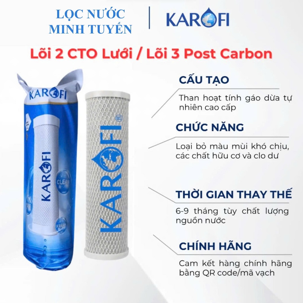 Bộ 3 Lõi Lọc Nước Karofi 123 Smax Duo Hàng chính hãng - Dùng cho dòng máy lọc nước RO