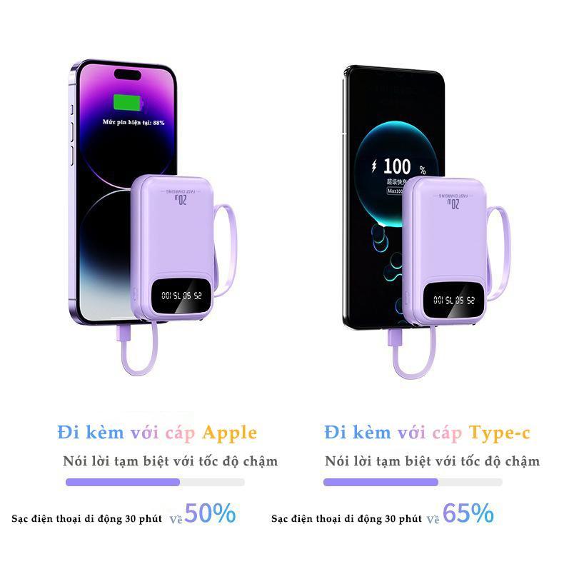 Pin Dự Phòng 20000mAh Sạc Nhanh – Dung Lượng Lớn, Mini Nhỏ Gọn, Tiện Lợi Cho Điện Thoại | BigBuy360 - bigbuy360.vn