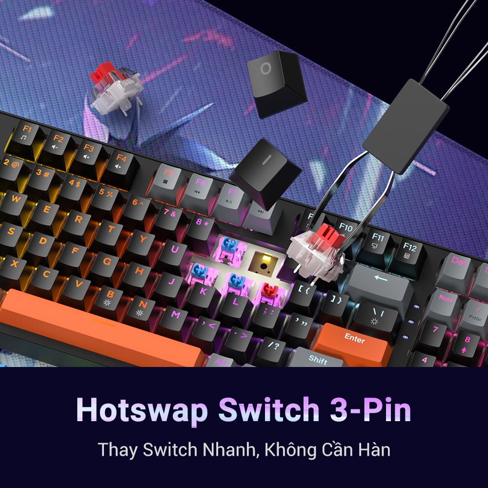 Bàn Phím Cơ Gaming ZIFRIEND AG98, 98 phím, Hỗ trợ hotswap, Red / Blue Switch, LED, Gasket Mount | BigBuy360 - bigbuy360.vn