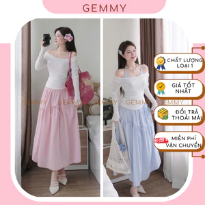 Váy nữ dáng dài, set váy dài nàng thơ 3 món, set váy nữ xinh sang chảnh dễ thương, chất cotton đẹp mềm mát - GEMMY