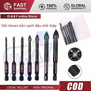 Bộ 5 Mũi Khoan Đa Năng, Chân Lục Giác 4 Cạnh, Thép Đen Nhật, Khoan Sắt, Khoan Kính Thủy Tinh, Gạch Men, Đá Gốm