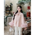 Áo Khoác Dạ Ép Cổ Nơ Tay Lông Tiểu Thư LA ROSA Áo 3 Màu Đỏ, Hồng, Kem Phù Hợp Nhiều Dịp T312-SX — ảnh 3