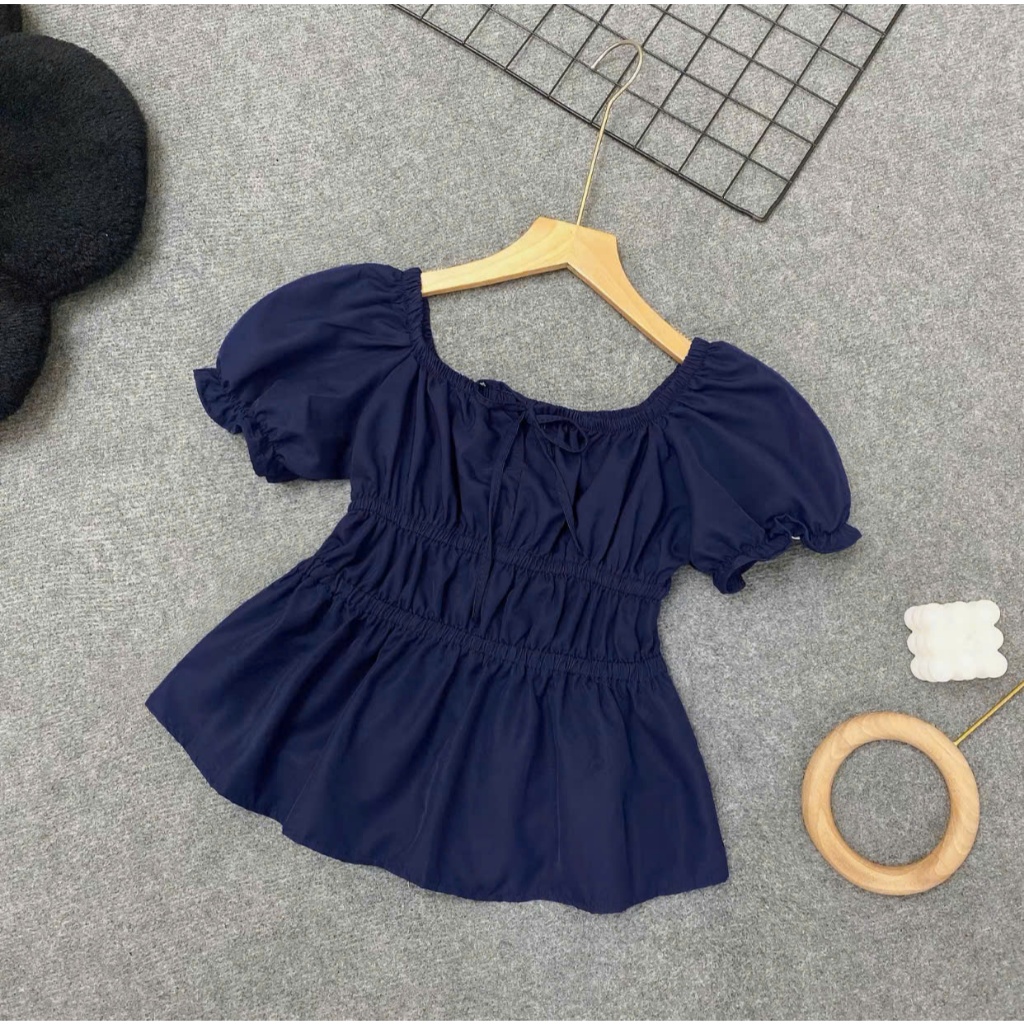 [HÀNG CAO CẤP] Áo Nữ Babydoll ngắn tay kiểu tay phồng vải chéo hàn cao cấp hottrend 2026-Decci.clother | BigBuy360 - bigbuy360.vn