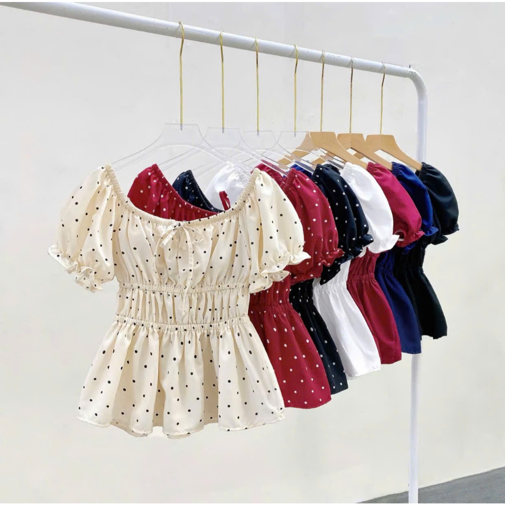 [HÀNG CAO CẤP] Áo Nữ Babydoll ngắn tay kiểu tay phồng vải chéo hàn cao cấp hottrend 2026-Decci.clother | BigBuy360 - bigbuy360.vn