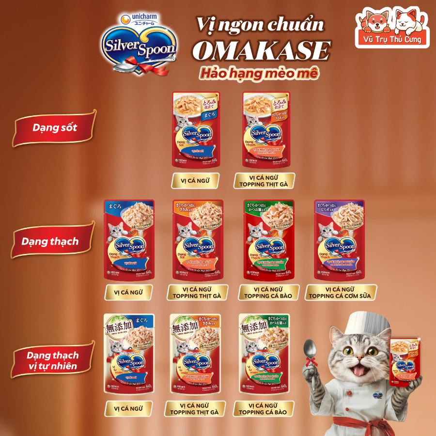 Pate Cho Mèo Silver Spoon Gói 60g Đa Dạng Hương Vị Xuất Xứ Thái Lan