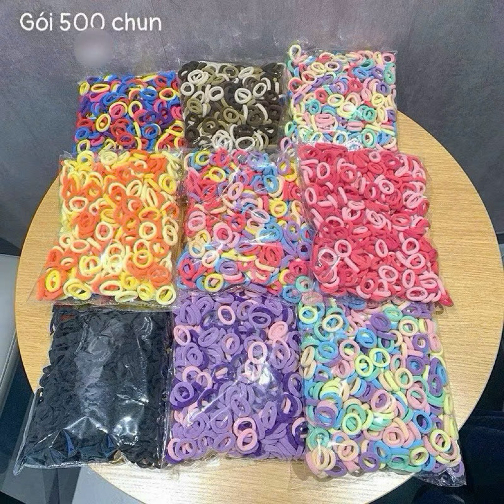 Set 500 Dây Chun Buộc Tóc Nhiều Màu – Thun Buộc Tóc Co Giãn Tốt, Không Gây Đau Tóc