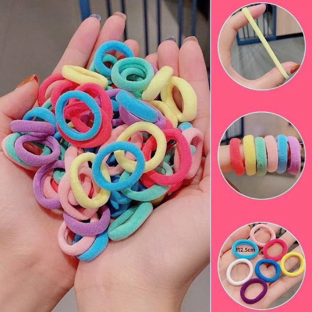 Set 500 Dây Chun Buộc Tóc Nhiều Màu – Thun Buộc Tóc Co Giãn Tốt, Không Gây Đau Tóc