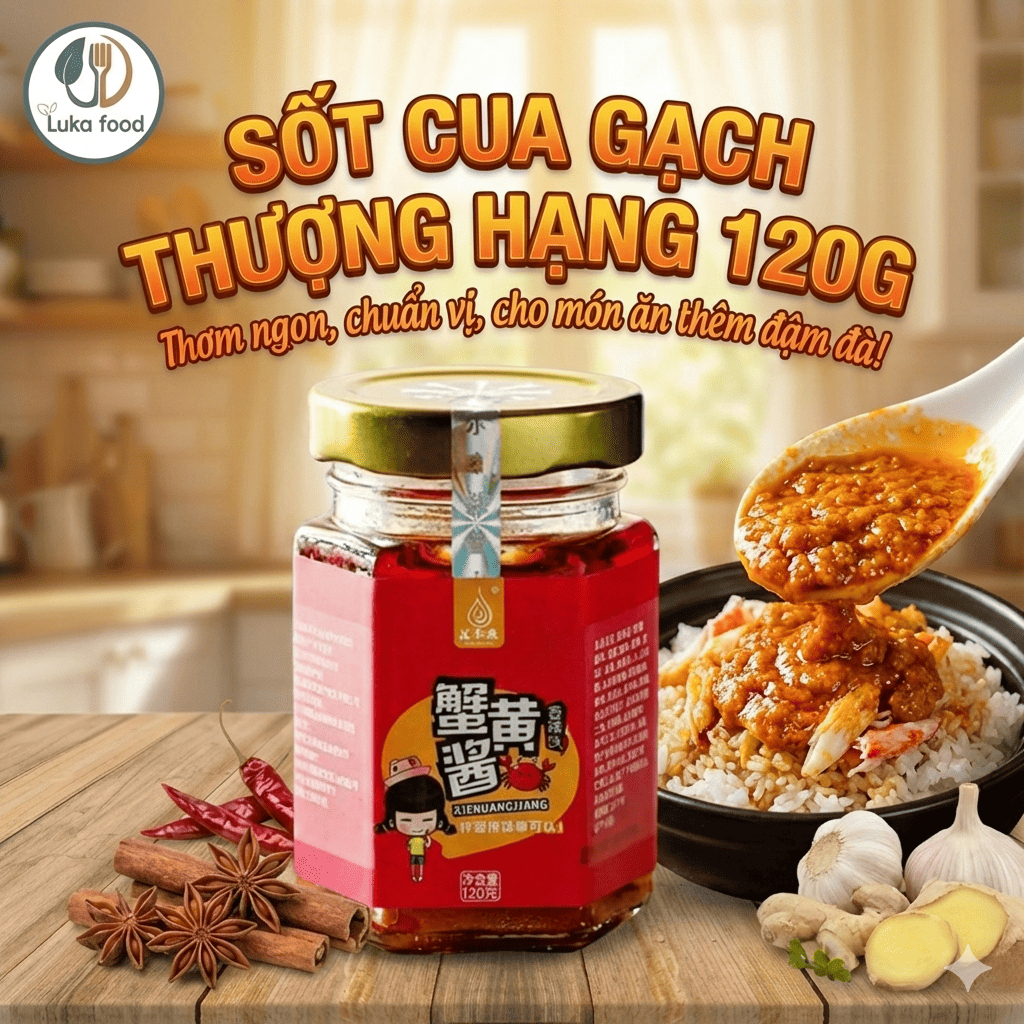Sốt Cua Gạch Huierkang Thượng Hạng 120g - Sốt Trộn Cơm, Chấm Hải Sản Đậm Đà, Ăn Liền Tiện Lợi Béo Ngậy Luka Shop