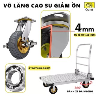 Xe Đẩy Hàng Xe Kéo Hàng Thép Bánh xe chống ồn siêu bền  Tải Trọng 300kg Gấp Gọn Tiện Lợi  Lợi 4 bánh xe Bảo hành 2 năm