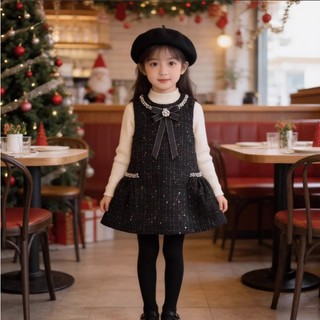 𝐀𝐩𝐫𝐢𝐥 𝐛𝐞́𝐛𝐞́ - Premium icon váy dạ tweed cao cấp màu đen sang trọng thanh lịch cho bé gái mùa đông