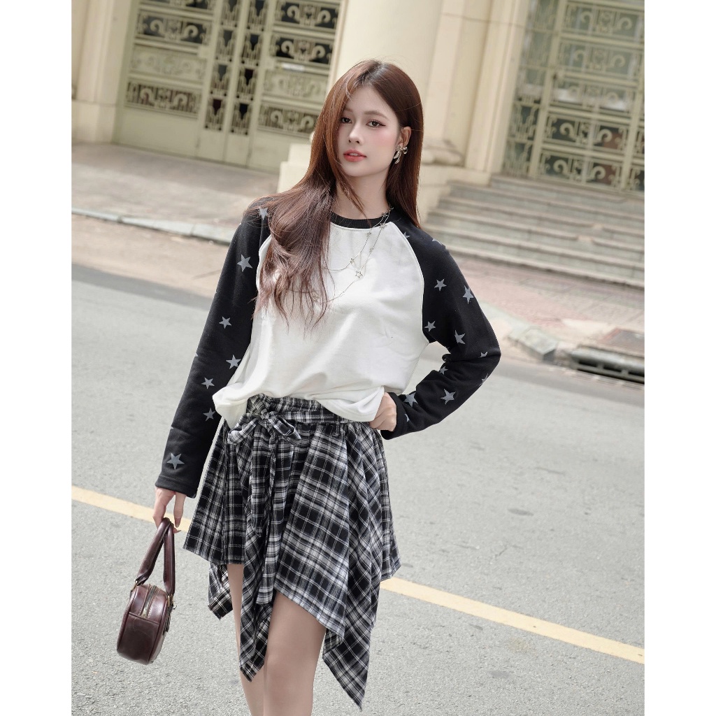 MADMIND Áo Nỉ Raglan Unisex Nam Nữ Tay Dài In Kiểu Vintage Ngôi Sao D14 - Màu Đen, Đỏ, Xám, Sọc Trắng, Sọc Xanh, Sọc Đen | BigBuy360 - bigbuy360.vn