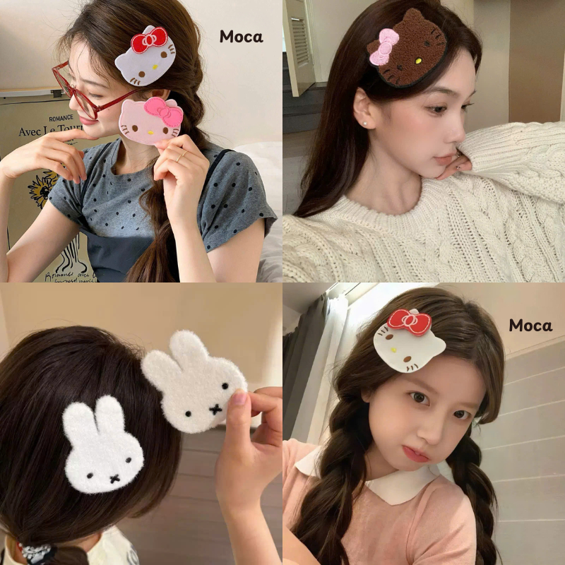 Dán Mái Moca cỡ Lớn hình hoạt hình Hello Kitty Dễ Thương. Giúp mái tóc gọn gàng. Phong cách dễ thương Hàn Quốc
