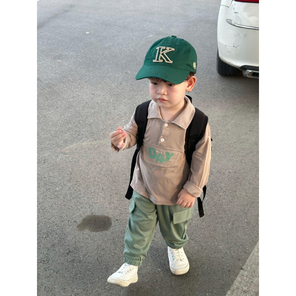 Set bộ polo dài tay bé trai 1-6 tuổi Miniumbaby mix nắp túi ngực, chất cotton mềm mại co giãn SB2385